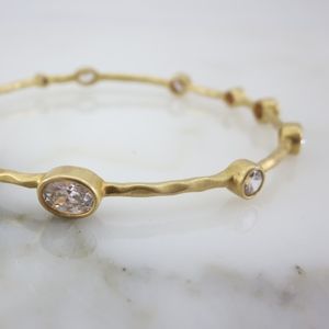 Crystal Bangle Bracelet - Matte Gold Finish
